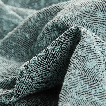 Kostýmová látka Art Fabrics rybí kost nopek tyrkysová