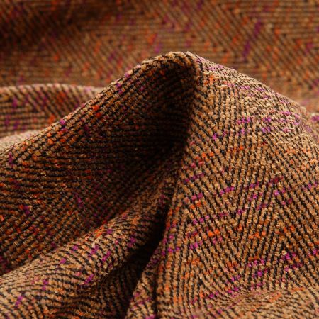 Kostýmová látka Art Fabrics rybí kost hnědofialový melír