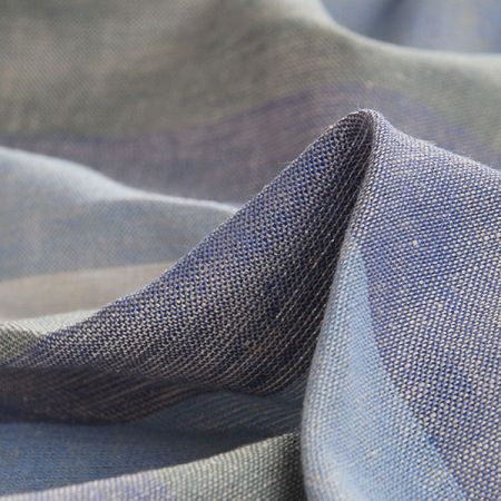 Len Art Fabrics širší pruhy béžová, modrá