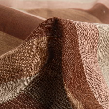 Len Art Fabrics širší pruhy hnědé