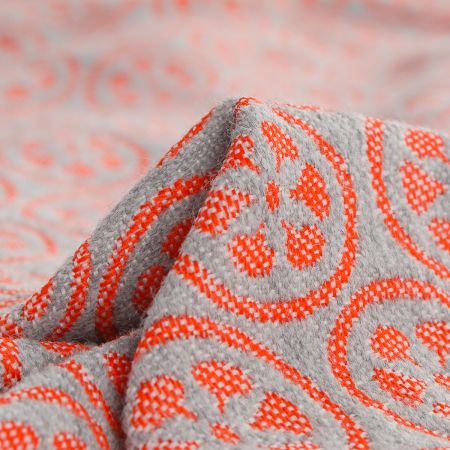 Žakárová látka Art Fabrics Cirkl červený/šedý