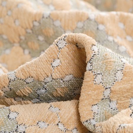 Žakárová látka Art Fabrics Brusel okrová/zelená