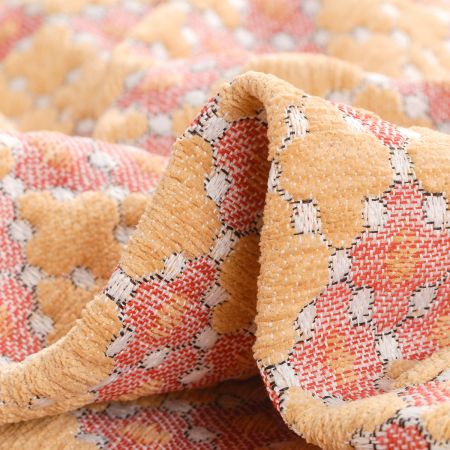 Žakárová látka Art Fabrics Brusel hnědá/červená