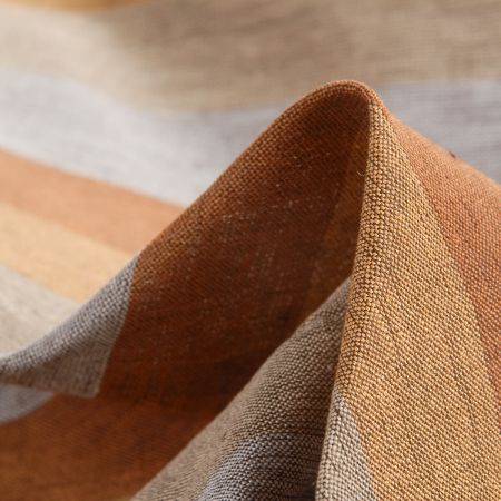 Len Art Fabrics širší pruhy okrový