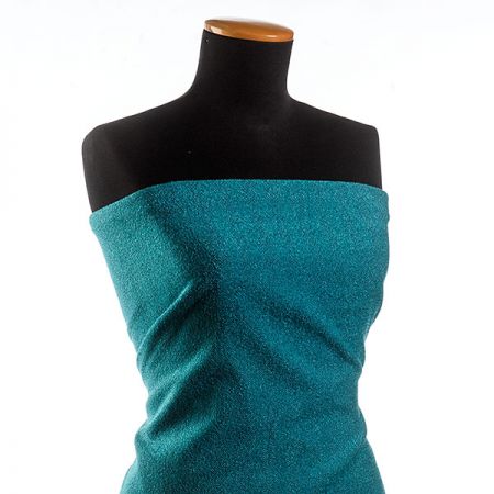 Kostýmová látka Art Fabrics rybí kost tyrkysové barvy