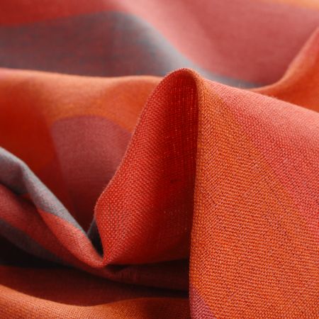 Len Art Fabrics širší pruhy oranžovošedá