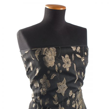 Žakárová tkanina Art Fabrics Primavera starozlatá/černá