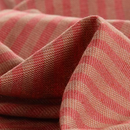 Len Art Fabrics proužky červenohnědé barvy