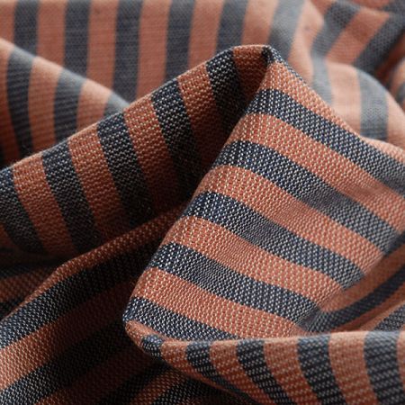 Len Art Fabrics proužky modroskořicové barvy