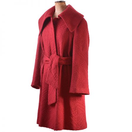 Originální kabát imitace pleteniny červený
