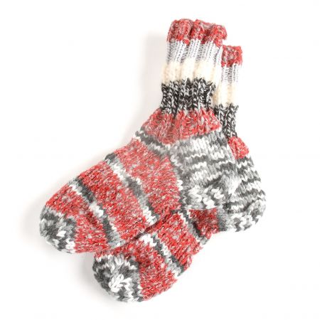 Ručně pletené ponožky MarLen červenošedé 