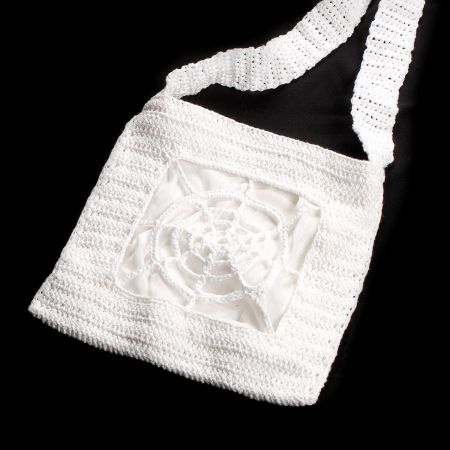 Háčkovaná taška bílá pavučina
