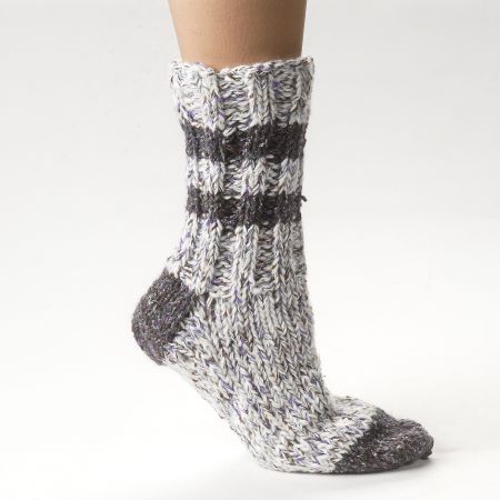 Ručně pletené ponožky MarLen fialovobílé