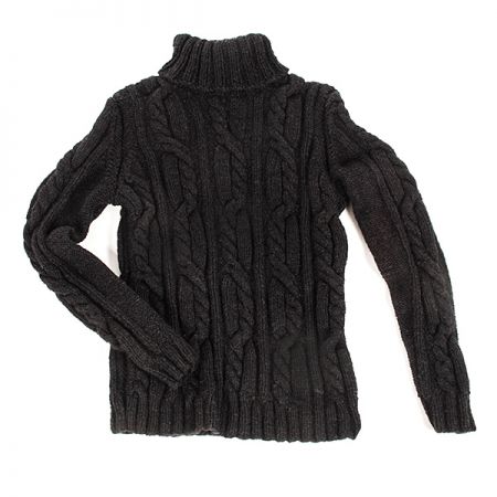 Pletený svetr s copánkovým vzorem, černý