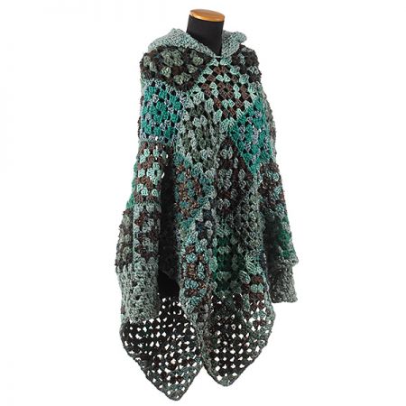 Originální pončo s kapucí a rukávky tyrkyshnědá