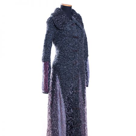 Originální pletený kabát šedofialový