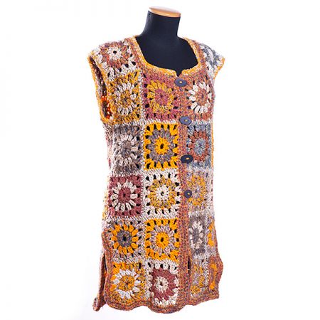 Háčkovaná vesta oranžový melír