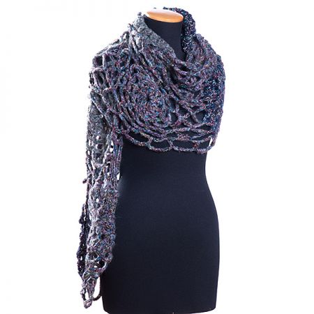 Háčkovaný pléd motiv květů na síti