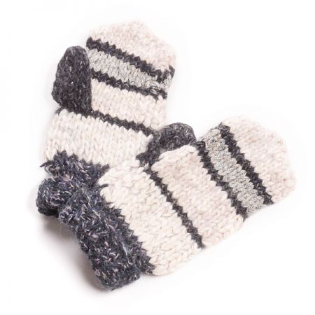 Pletené rukavice MarLen bílé s černými proužky