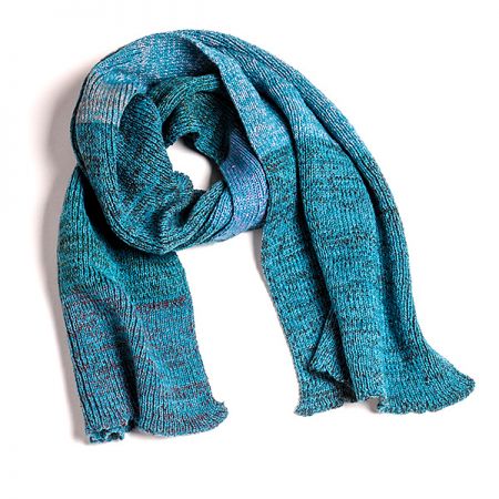 Pletená šála Marlen s melírovými pruhy, modrá