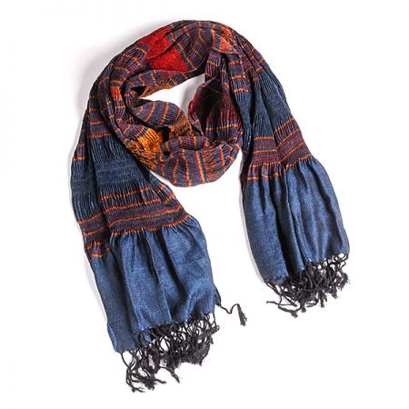 Šála plise teplejší viskoza směs tm. modrá rezavá