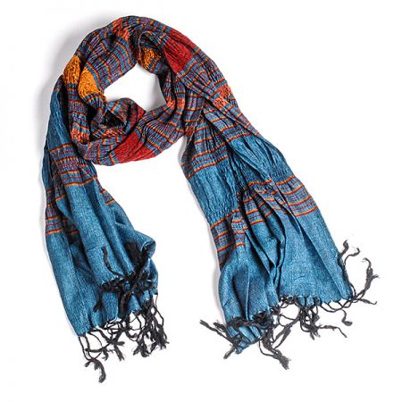 Šála plise teplejší viskoza směs tyrkysová rezavá