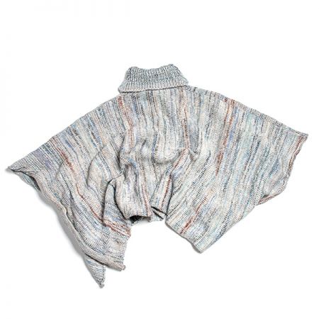 Pončo pletené šedomodrý melír