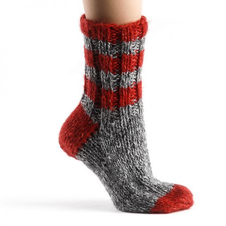 Ponožky ručně pletené Marlen červenostříbrné