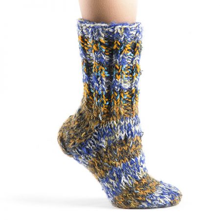 Ručně pletené ponožky Marlen modrobílé
