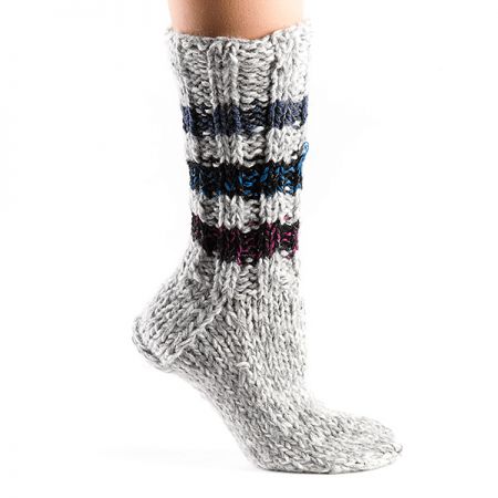 Ručně pletené ponožky Marlen bílošedý melír