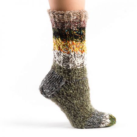 Ručně pletené ponožky Marlen tm.zelené