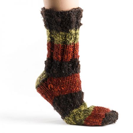 Ručně pletené ponožky Marlen široké pruhy