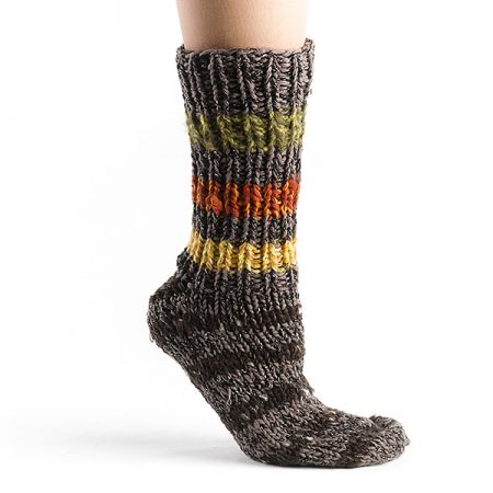 Ponožky ručně pletené Marlen hnědý melír