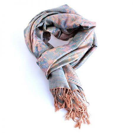 Šála směs kašmír/hedvábí vzor v béžových odstínech