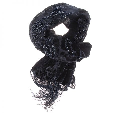 Efektní šál vypalovaný samet/tisk černý