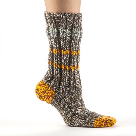 Ponožky ručně pletené MarLen hnědooranžové