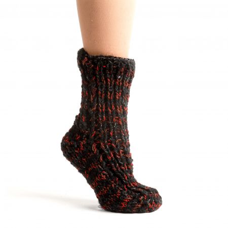 Ručně pletené ponožky MarLen červenočerný melír