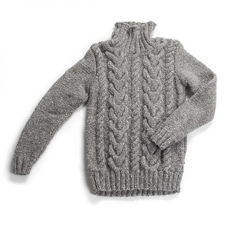 Svetr a čepice s copánky ručně pletené šedé barvy