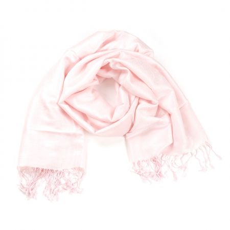 Šála směs kašmír/hedvábí žakár pastel růžová