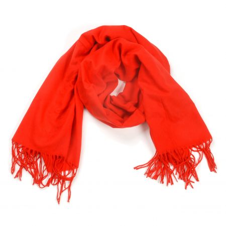 Šála směs viskoza/bavlna/vlna třásně červená