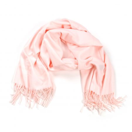 Šála směs viskoza/bavlna/vlna třásně pastel růžová