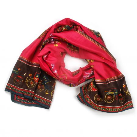 Šála směs kašmír/hedvábí vzor vozataj fuchsiová