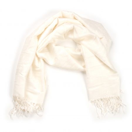 Šála směs kašmír/hedvábí žakár smetanová