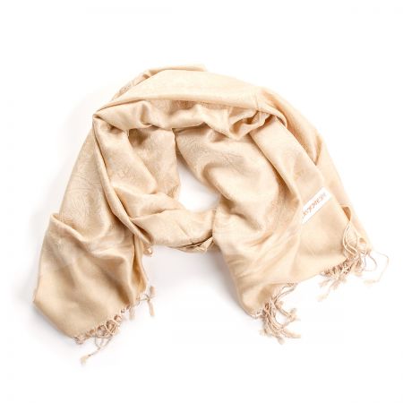 Šála směs kašmír/hedvábí žakár béžová
