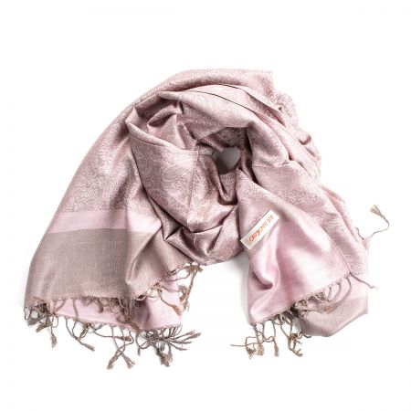 Šála směs kašmír/hedvábí žakár růžovošedá