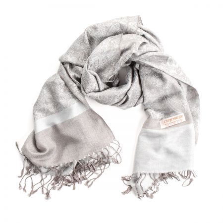 Šála směs kašmír/hedvábí žakár šedá