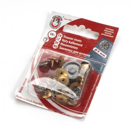 Nýt kalhotový 9mm vzor hvězda nikl antik