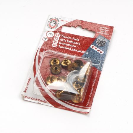 Nýt kalhotový 9mm vzor hvězda staromosaz