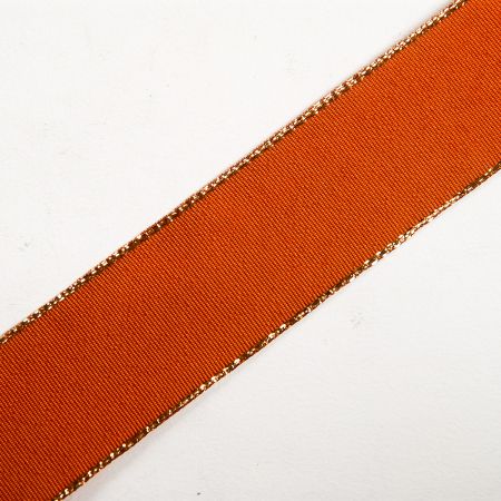 Stuha taftová lurex šíře 25mm skořicová