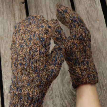 Pletené rukavice Marlen hnědo-modré